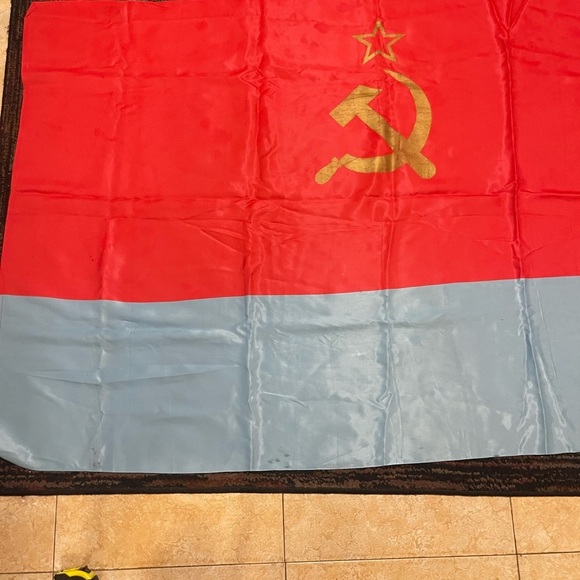VTG Original USSR Flag Banner Ukrainian SSR Flag Hammer & Sickle Communism - Picture 2 of 7